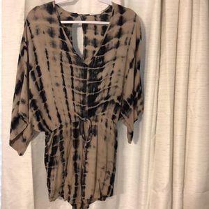 Tan/black tie dye romper